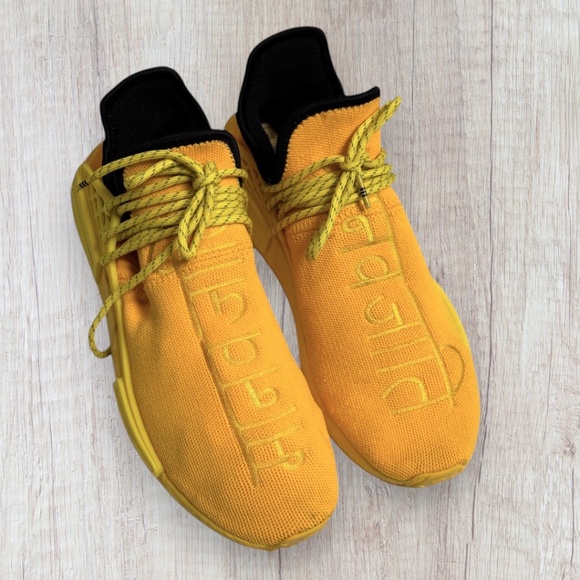 ADIDAS x Pharrell NMD Hu Human Race Yellow Sneakers Men's Size 11.5 - Picture 2 of 12